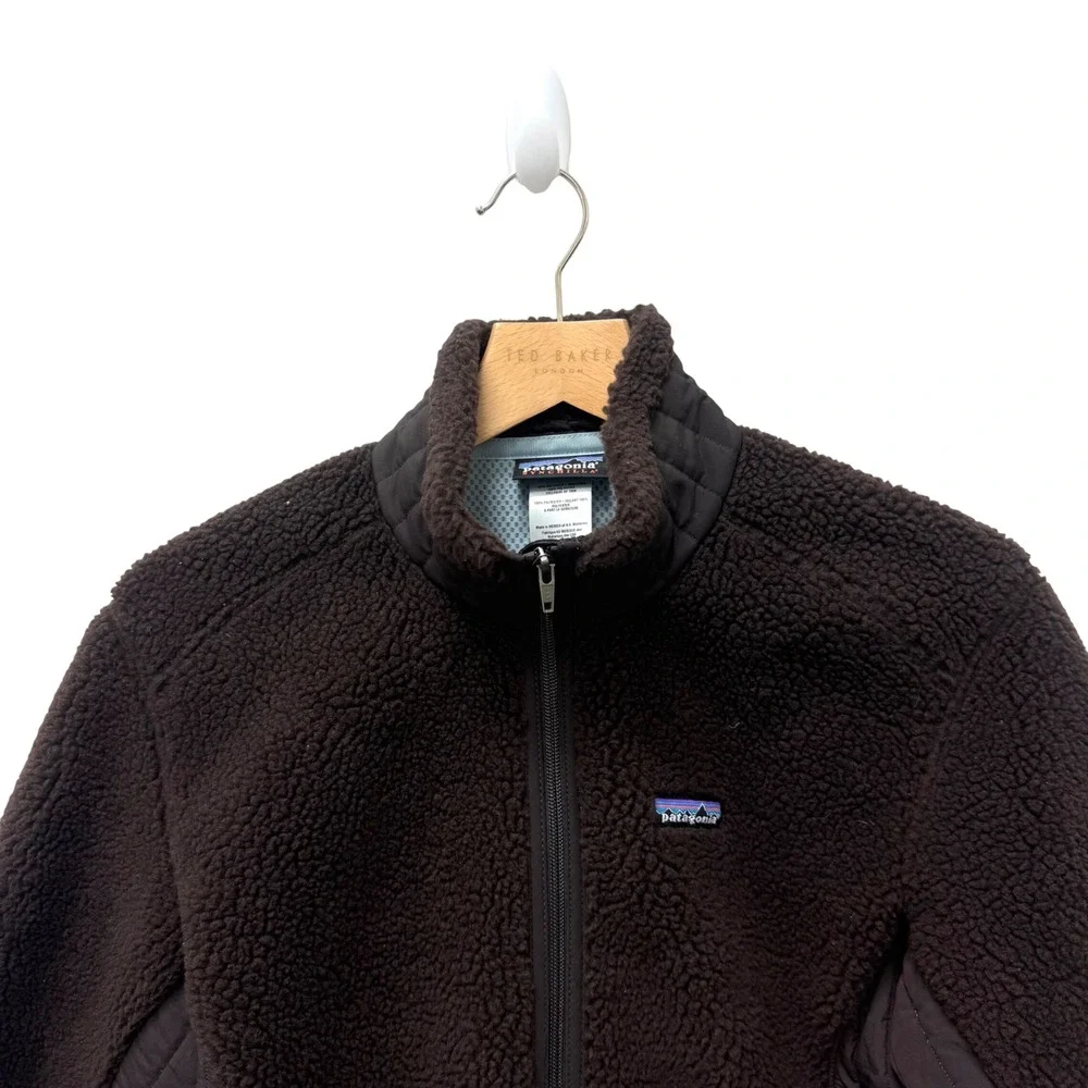Patagonia Synchilla Sherpa Retro-X Fleece Jacket Womens Large Brown‎ Full Zip